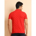 Generic Men's Casual Cotton Printed Mandarin Collar Half Sleeve T-Shirt (Red) - Image 2