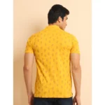 Generic Men's Casual Cotton Printed Mandarin Collar Half Sleeve T-Shirt (Mustard) - Image 2