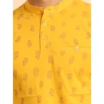 Generic Men's Casual Cotton Printed Mandarin Collar Half Sleeve T-Shirt (Mustard) - Image 6
