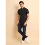 Generic Men's Casual Cotton Printed Polo Neck Half Sleeve T-Shirt (Black) - Image 7