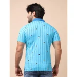 Generic Men's Casual Cotton Printed Polo Neck Half Sleeve T-Shirt (Skyblue) - Image 2