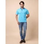 Generic Men's Casual Cotton Printed Polo Neck Half Sleeve T-Shirt (Skyblue) - Image 7