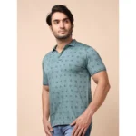 Generic Men's Casual Cotton Printed Polo Neck Half Sleeve T-Shirt (Grey) - Image 4