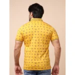 Generic Men's Casual Cotton Printed Polo Neck Half Sleeve T-Shirt (Mustard) - Image 2