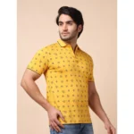 Generic Men's Casual Cotton Printed Polo Neck Half Sleeve T-Shirt (Mustard) - Image 4