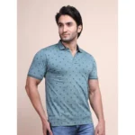 Generic Men's Casual Cotton Printed Polo Neck Half Sleeve T-Shirt (Grey) - Image 4