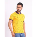 Generic Men's Casual Cotton Printed Polo Neck Half Sleeve T-Shirt (Turmeric) - Image 4