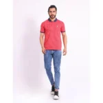 Generic Men's Casual Cotton Printed Polo Neck Half Sleeve T-Shirt (Red) - Image 7