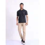 Generic Men's Casual Cotton Printed Polo Neck Half Sleeve T-Shirt (Black) - Image 7