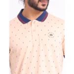 Generic Men's Casual Cotton Printed Polo Neck Half Sleeve T-Shirt (Peach) - Image 6