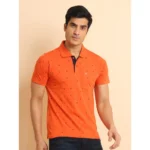Generic Men's Casual Cotton Printed Polo Neck Half Sleeve T-Shirt (Rust) - Image 3
