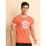 Generic Men's Casual Cotton Printed Round Neck Half Sleeve T-Shirt (Rust) - Image 3