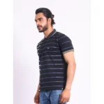 Generic Men's Casual Cotton Printed Polo Neck Half Sleeve T-Shirt (Black) - Image 3