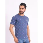 Generic Men's Casual Cotton Printed Round Neck Half Sleeve T-Shirt (Blue) - Image 4