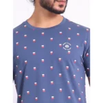 Generic Men's Casual Cotton Printed Round Neck Half Sleeve T-Shirt (Blue) - Image 6