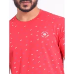 Generic Men's Casual Cotton Printed Round Neck Half Sleeve T-Shirt (Red) - Image 6
