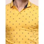 Generic Men's Casual Cotton Printed Polo Neck Half Sleeve T-Shirt (Mustard) - Image 6