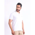 Generic Men's Casual Cotton Printed Polo Neck Half Sleeve T-Shirt (White) - Image 4
