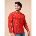 Generic Men's Casual Cotton Printed Round Neck Full Sleeve T-Shirt (Red) - Image 4