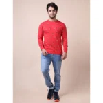 Generic Men's Casual Cotton Printed Round Neck Full Sleeve T-Shirt (Red) - Image 7
