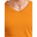 Generic Men's Casual Cotton Solid V Neck Full Sleeve T-Shirt  (Mustard) - Image 6