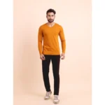 Generic Men's Casual Cotton Solid V Neck Full Sleeve T-Shirt  (Mustard) - Image 7