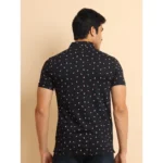 Generic Men's Casual Cotton Printed Polo Neck Half Sleeve T-Shirt (Black) - Image 2