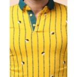 Generic Men's Casual Cotton Printed Polo Neck Half Sleeve T-Shirt (Yellow) - Image 6