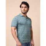 Generic Men's Casual Cotton Printed Polo Neck Half Sleeve T-Shirt (Grey) - Image 3
