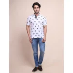 Generic Men's Casual Cotton Printed Polo Neck Half Sleeve T-Shirt (White) - Image 7