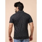 Generic Men's Casual Cotton Printed Polo Neck Half Sleeve T-Shirt (Black) - Image 2