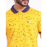 Generic Men's Casual Cotton Printed Polo Neck Half Sleeve T-Shirt (Turmeric) - Image 6