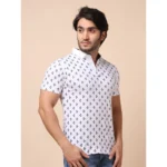 Generic Men's Casual Cotton Printed Polo Neck Half Sleeve T-Shirt (White) - Image 4