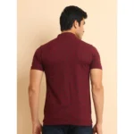 Generic Men's Casual Cotton Printed Mandarin Collar Half Sleeve T-Shirt (Plum) - Image 2