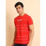 Generic Men's Casual Cotton Printed Round Neck Half Sleeve T-Shirt (Red) - Image 4