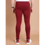 Generic Men's Casual Cotton Striped Full Length Track Pant (Maroon) - Image 2