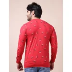 Generic Men's Casual Cotton Printed Round Neck Full Sleeve T-Shirt (Red) - Image 2