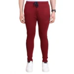 Generic Men's Casual Cotton Striped Full Length Track Pant (Maroon)