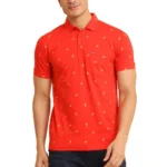 Generic Men's Casual Cotton Printed Polo Neck Half Sleeve T-Shirt (Red)