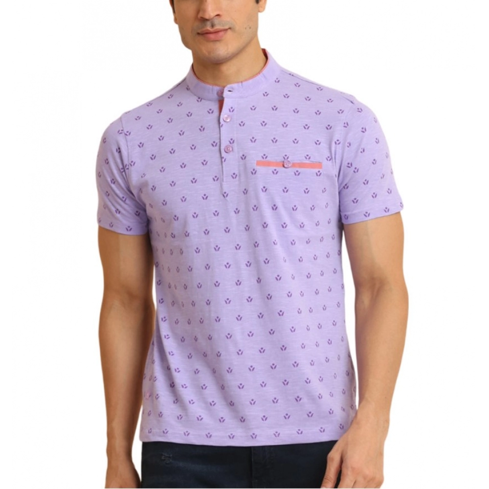 53988522742_e7dc042f15_o_d-1000x1000-1.webp Generic Men's Casual Cotton Printed Mandarin Collar Half Sleeve T-Shirt (Lavender) - Image 1