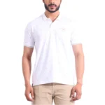 Generic Men's Casual Cotton Printed Polo Neck Half Sleeve T-Shirt (White)