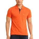 Generic Men's Casual Cotton Printed Polo Neck Half Sleeve T-Shirt (Rust)