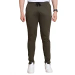 Generic Men's Casual Cotton Striped Full Length Track Pant (olive)