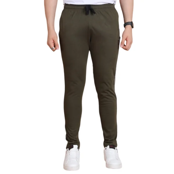 Generic Men's Casual Cotton Striped Full Length Track Pant (olive)