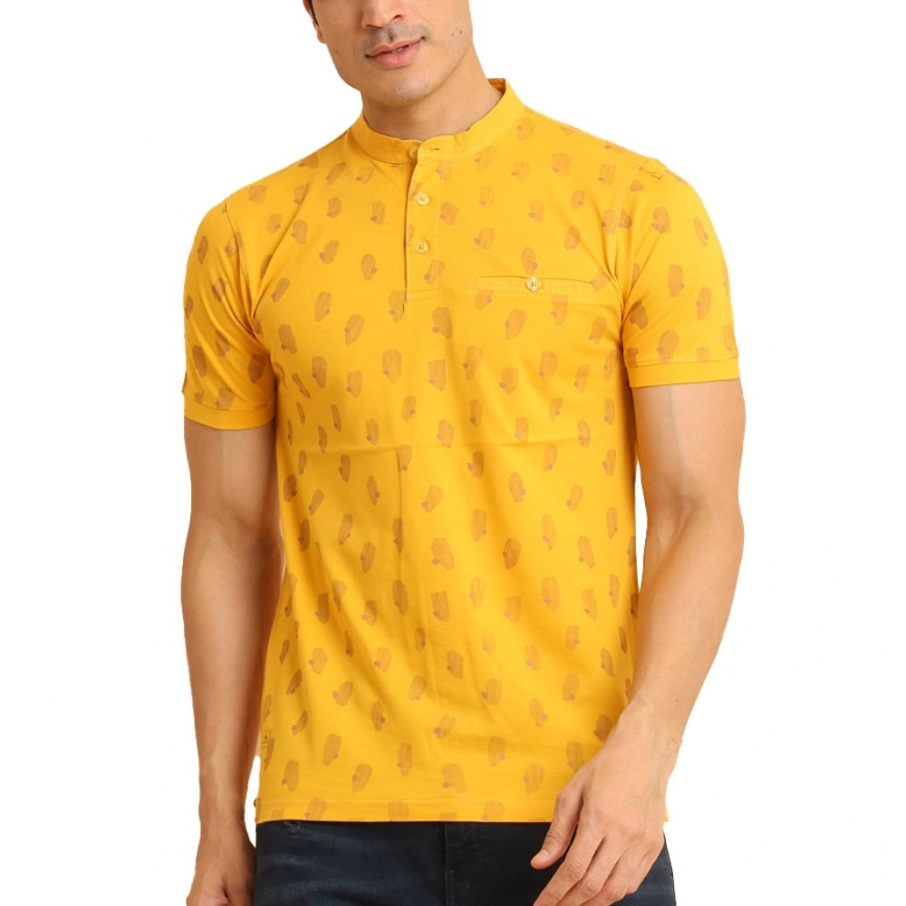 53989653373_30870299c4_o_d-1000x1000-1.webp Generic Men's Casual Cotton Printed Mandarin Collar Half Sleeve T-Shirt (Mustard) - Image 1