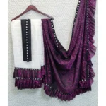 Generic Women's Silk With Mirror Lace Solid Saree With Unstitched Blouse (Pink, 5-5 Mtrs) - Image 2