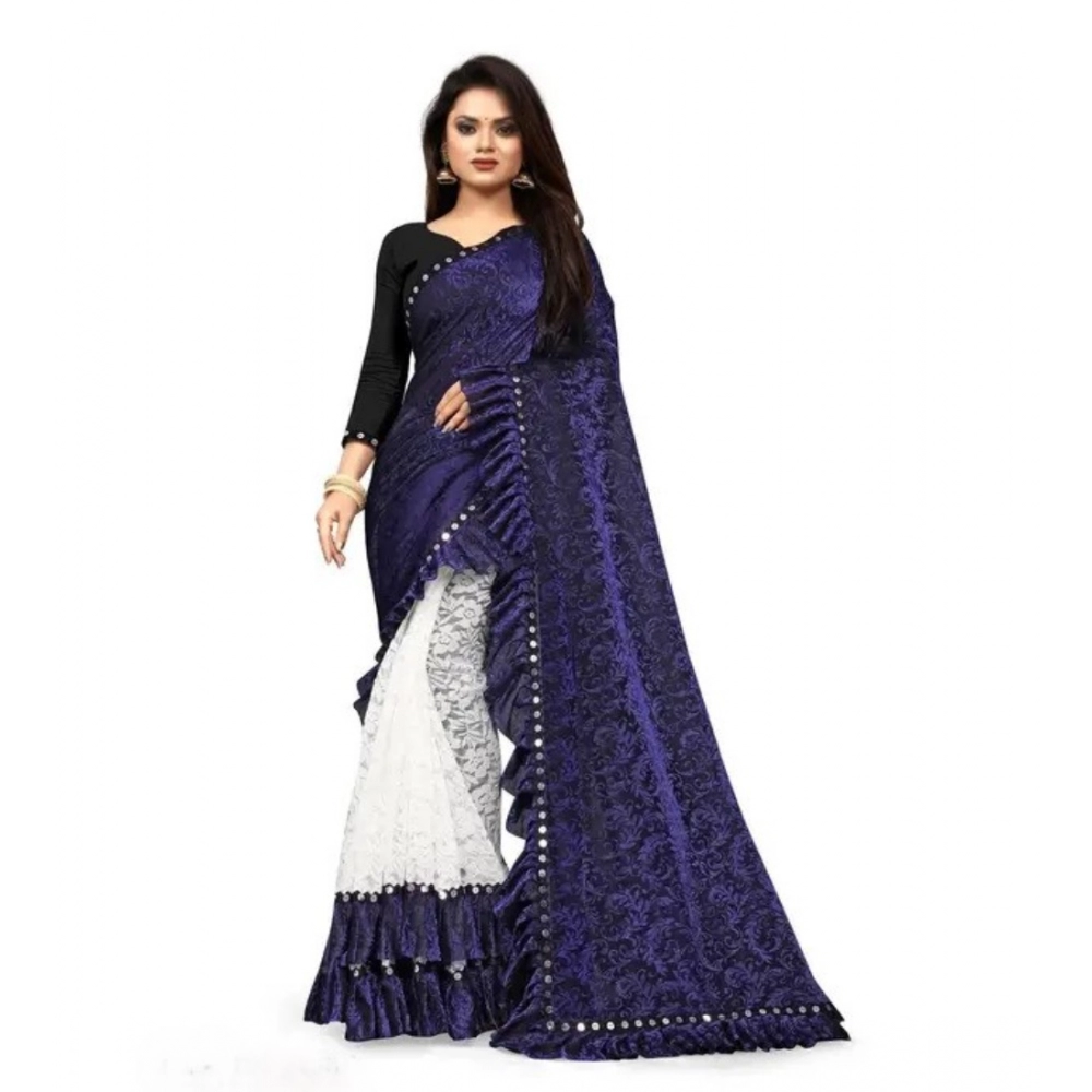 54020287178_4b1c8bec88_o_d-1000x1000-1.webp Generic Women's Silk With Mirror Lace Solid Saree With Unstitched Blouse (Blue, 5-5 Mtrs) - Image 1