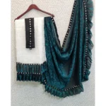 Generic Women's Silk With Mirror Lace Solid Saree With Unstitched Blouse (Rama, 5-5 Mtrs) - Image 2