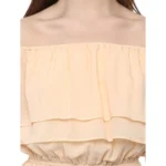 Generic Women's Polyester Solid Sleeveless Knee-Length Dress (Beige) - Image 2