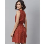 Generic Women's Rayon Polka Sleeveless Above Knee Dress (Rust) - Image 6